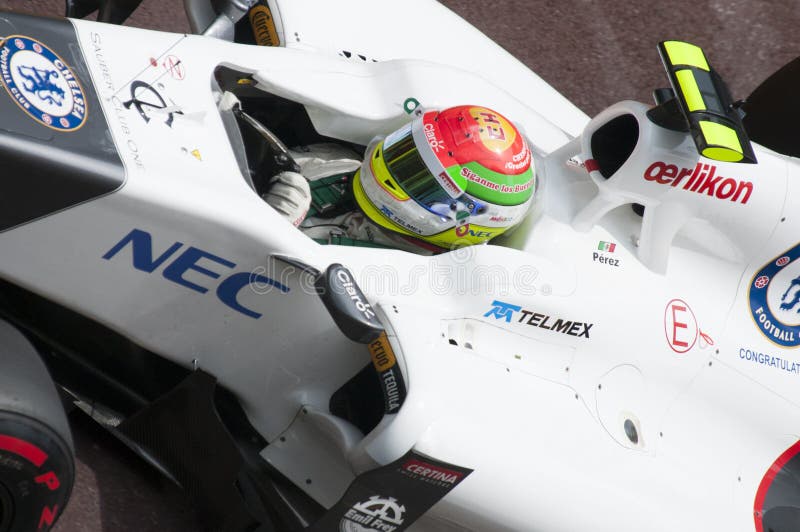 Formula 1 Monaco grande Prix Perez fotografie stock libere da diritti Formula 1 Monaco grande Prix Perez fotografie stock libere da diritti