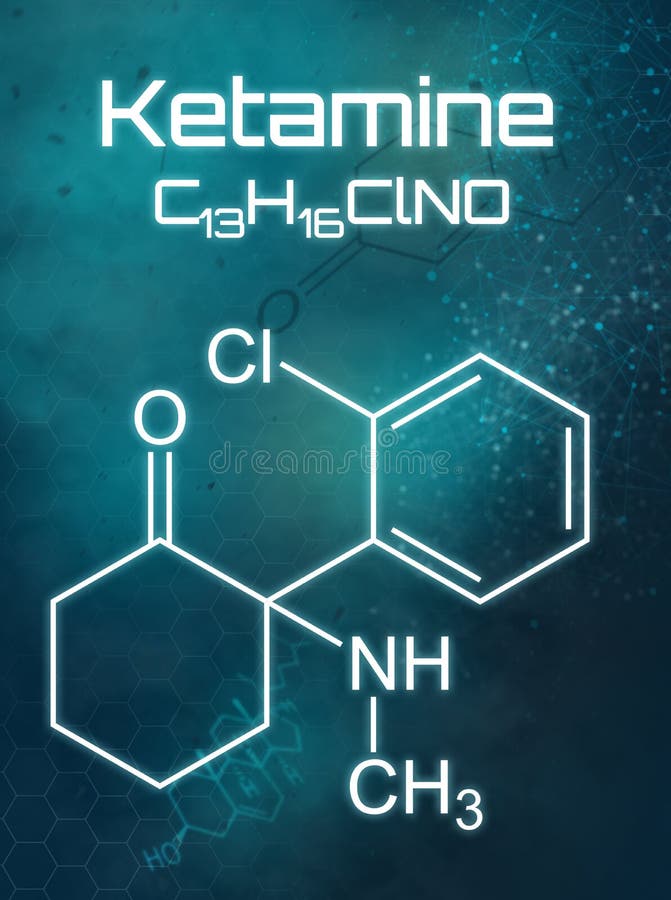Chemical formula of Ketamine on a futuristic background. Chemical formula of Ketamine on a futuristic background