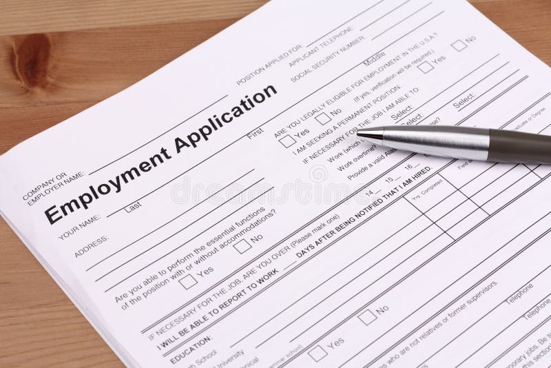 Formulário de aplicação do emprego