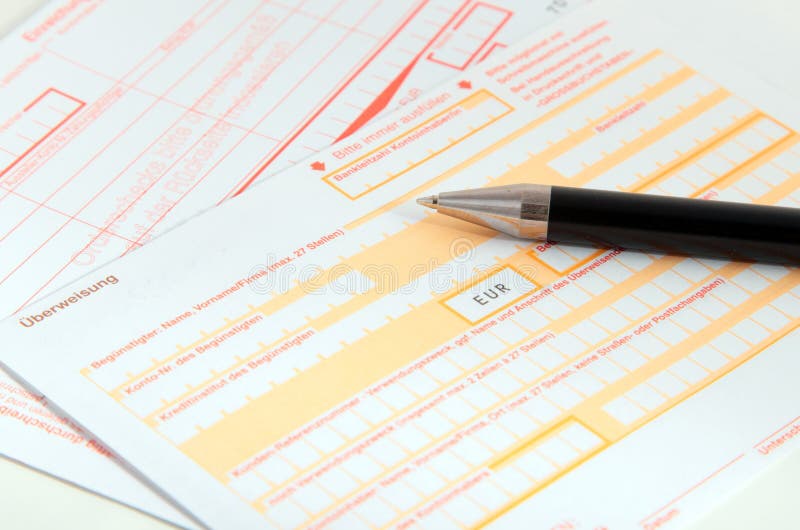 Formulários de transferência do banco imagens de stock Formulários de transferência do banco imagens de stock