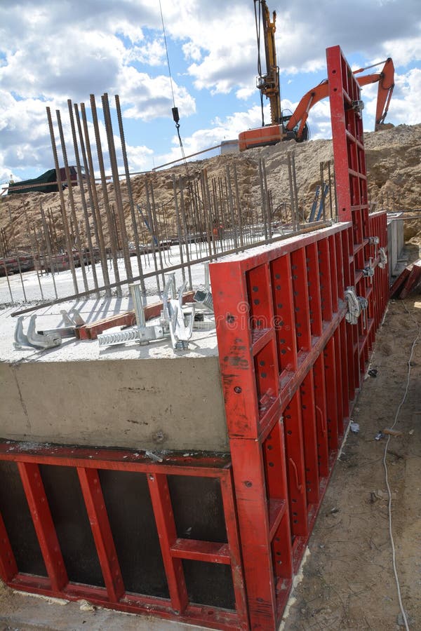 Formwork and Concrete Foundations for the Construction Stock Photo