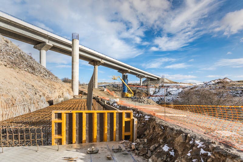 Formwork for the Construction of a Pillar of a Bridge Stock Image