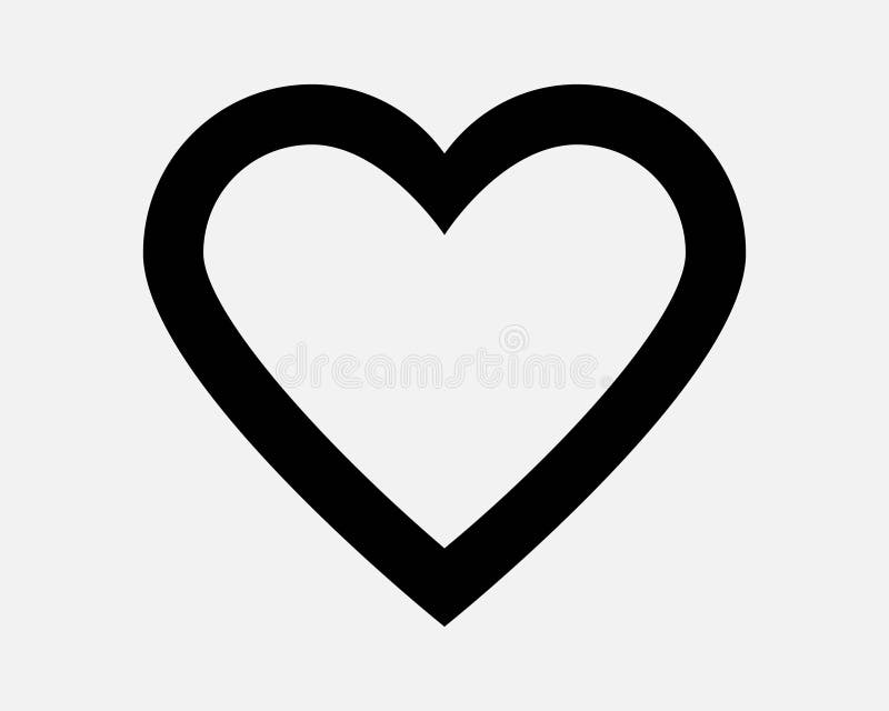 Formă de inimă Contur Icon Simbol de dragoste Ca favorit Linie Buton Romantism Pasiune Dragoste Relație Căsătorie Valentine stock illustration