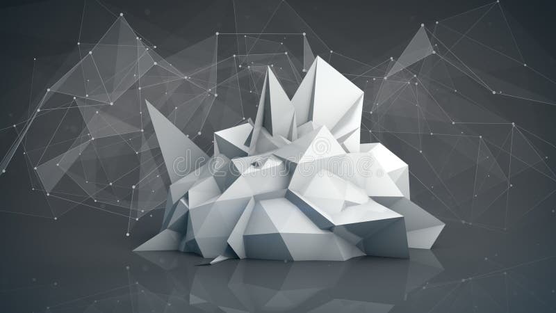 Formă rețea futuristă gri. randare abstract 3d royalty free illustration