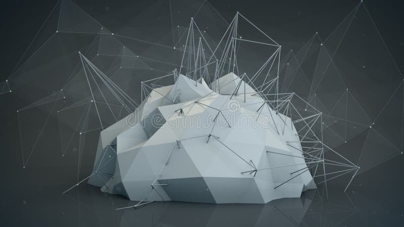 Formă rețea futuristă gri. randare abstract 3d royalty free illustration