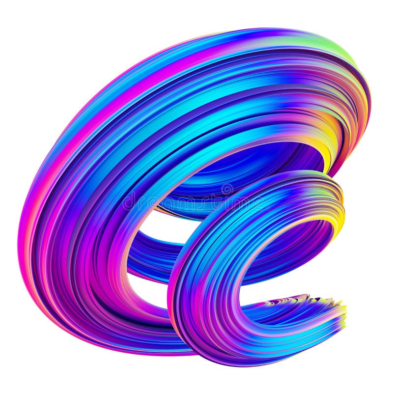 Formă răsucită 3d colorată în neon și holografic vector illustration