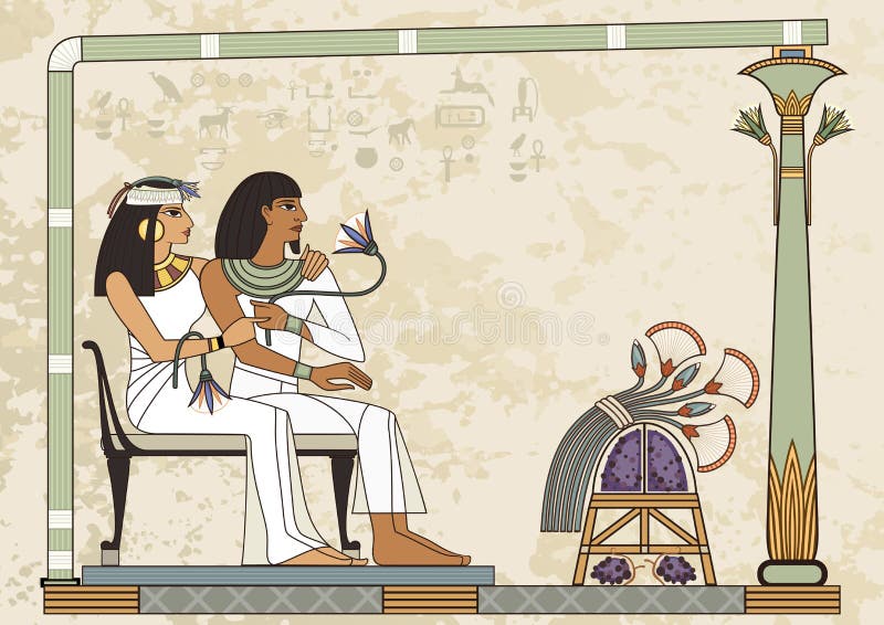 Forntida Egypten baner Egyptisk hieroglyf och symbol