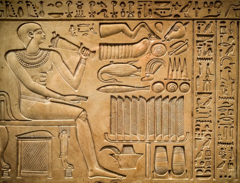 Forntida egyptisk hieroglyf arkivfoto
