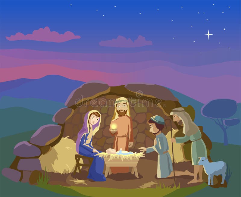 forntida figurinesjulkrubbaset Festmåltid av jul vektor illustrationer forntida figurinesjulkrubbaset Festmåltid av jul vektor illustrationer