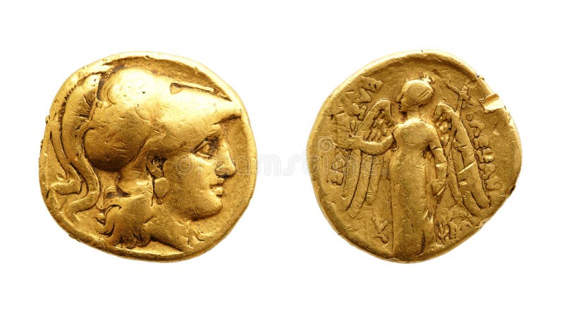 Forntida guld- myntar royaltyfri fotografi