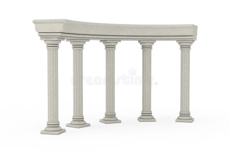 Forntida klassisk grekisk kolonnb? ge framf? rande 3d. Ancient Classic Greek Column Arc on a white background. 3d Rendering