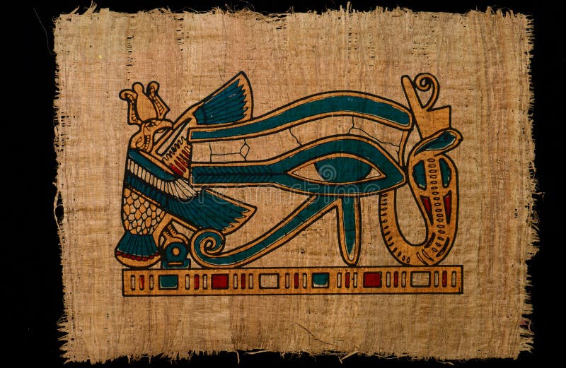 forntida öga för illustrationhorus på papyruspapper