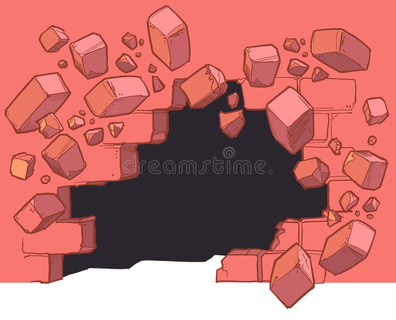Foro di livello del suolo che attraversa il muro di mattoni rosso royalty illustrazione gratis