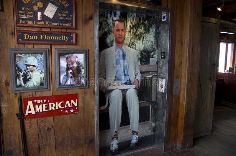 Forrest Gump elevator door in restaurant.