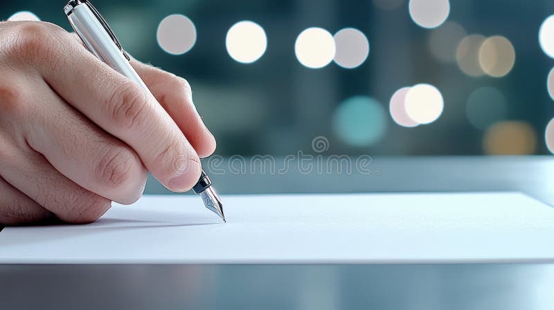 Forscher, die einen Vorschlag mit Füllfederhalter schreiben stock abbildung