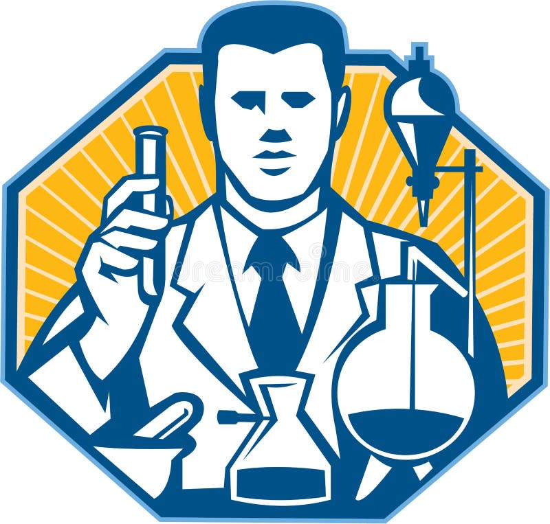 Forskare Retro Lab Researcher Chemist royaltyfri illustrationer Forskare Retro Lab Researcher Chemist royaltyfri illustrationer