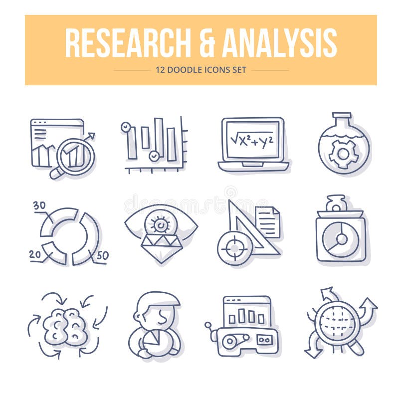 Forskning- & analysklottersymboler royaltyfri illustrationer Forskning- & analysklottersymboler royaltyfri illustrationer