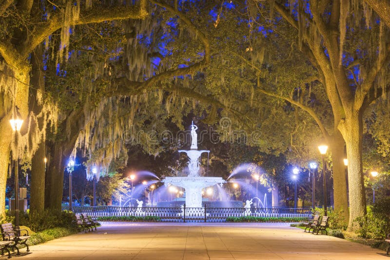 Forsyth Park, Savannah, Georgia, de Amerikaanse fontein