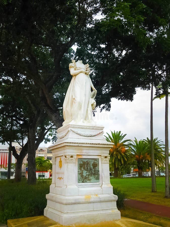 Fort-de-France, Martinique - February 08, 2013: The decapitated statue of the Empress Josephine