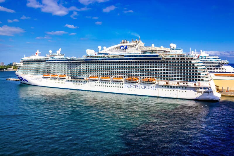 Fort Lauderdale - December 1, 2019: Regal Princess cruise ship docked at seaport Port Everglades