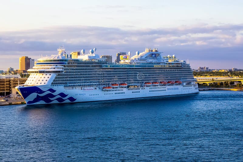 Fort Lauderdale - December 1, 2019: Sky Princess cruise ship docked at seaport Port Everglades