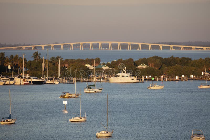 Fort Myers Beach. Sanibel Island bridge. , Florida, USA royalty free stock photography