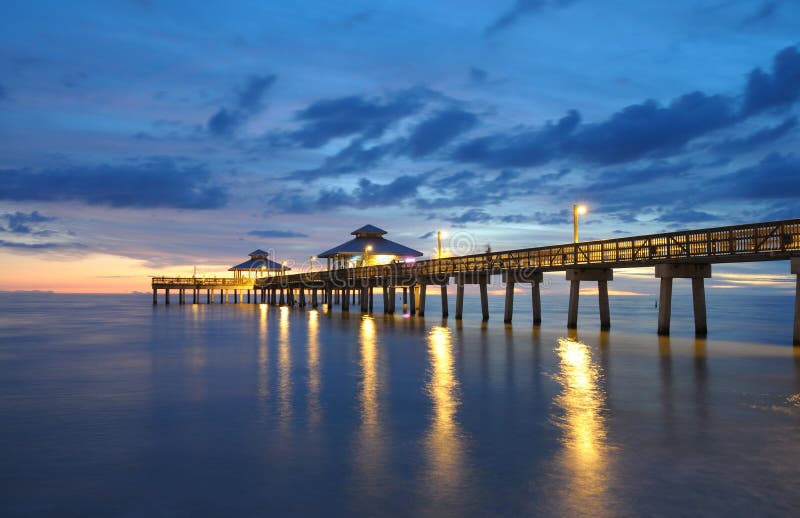 Fort Myers Pier at Sunset stock images