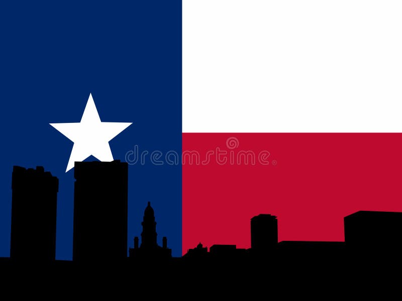 Fort Worth avec l'indicateur texan illustration stock Fort Worth avec l'indicateur texan illustration stock