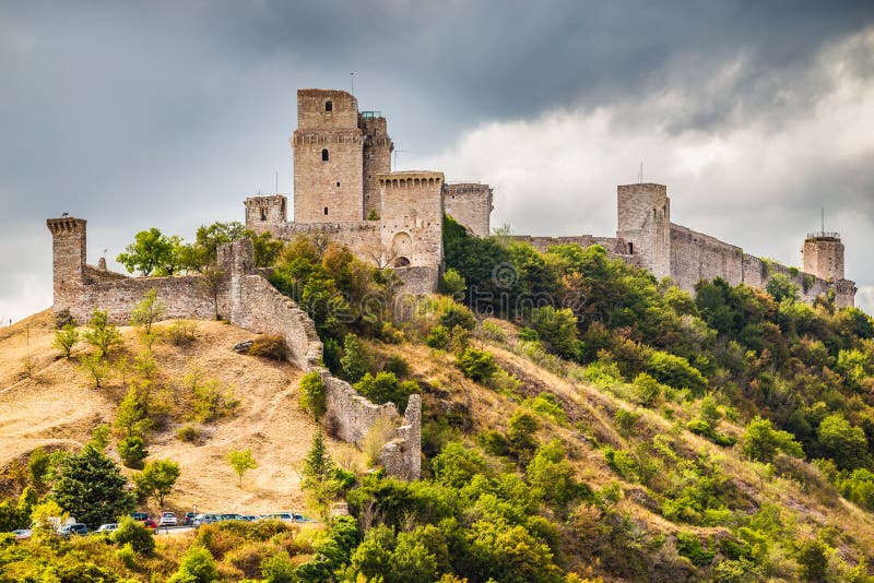 Fortaleza Rocca Maggiore - Assisi, Úmbria, Itália imagem de stock royalty free Fortaleza Rocca Maggiore - Assisi, Úmbria, Itália imagem de stock royalty free
