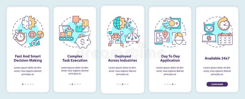Fortalezas de inteligencia artificial en la pantalla de aplicaciones móviles stock de ilustración