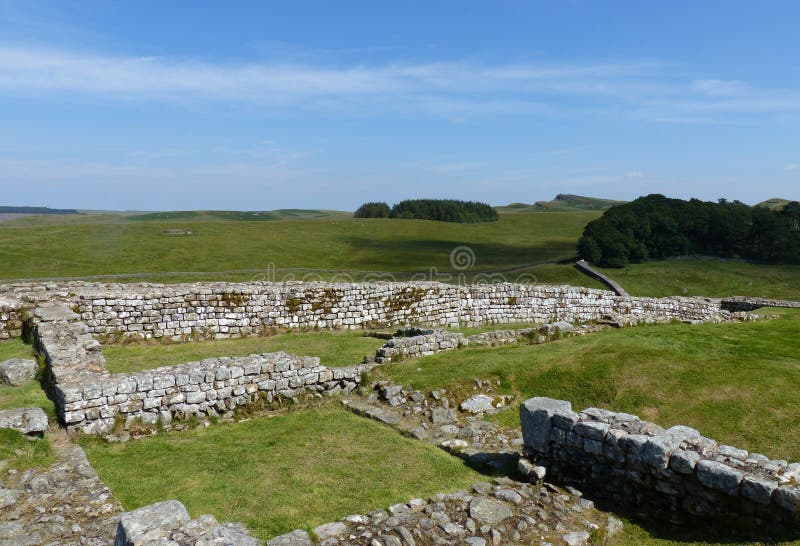 Forte de Housesteads e o Muro de Adriano imagem de stock