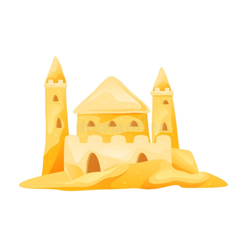 château de sable dessin animé style vecteur illustration sur blanc