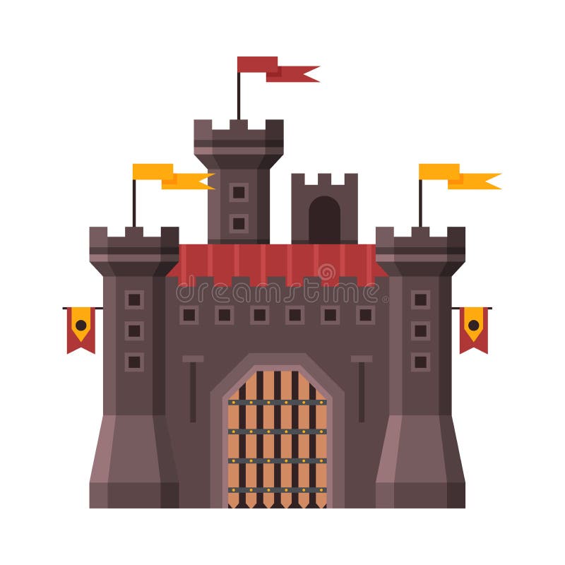 Fortezza Medievale Di Pietra, Castello Di Fairytale, Illustrazione Del Vettore Esterno Di Palazzo Fortificato Antico royalty illustrazione gratis Fortezza Medievale Di Pietra, Castello Di Fairytale, Illustrazione Del Vettore Esterno Di Palazzo Fortificato Antico royalty illustrazione gratis