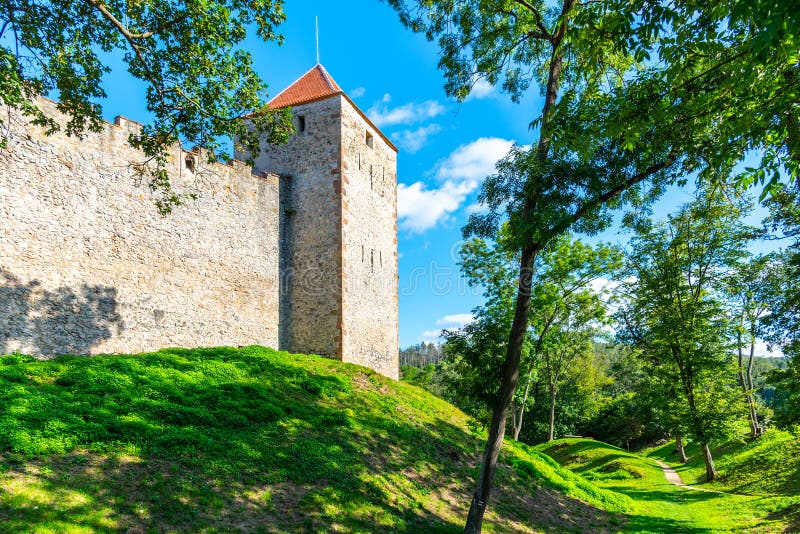 Fortification wall of Veveri medieval castle near Brno, South Moravia, Czech Republic