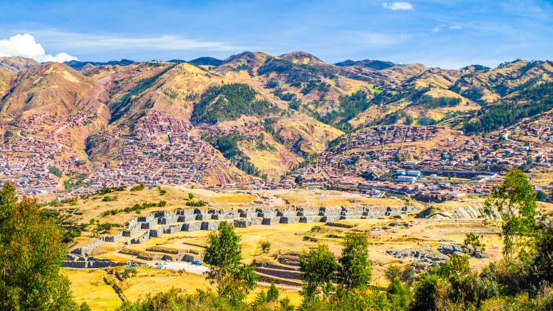 Fortification walls of Sacsayhuaman citadel near historic capital of the Inca Empire Cusco, Peru