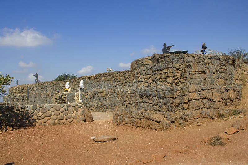 Mount Bental, Israel - OCTOBER 14, 2017: Fortifications on the Golan Heights and a view from above of Mount Bental.