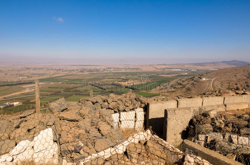 Fortifications on Mount Bental from the Yom Kippur War in Israel`s Golan Heights overlooking the Israeli and Syrian countryside. Fortifications on Mount Bental from the Yom Kippur War in Israel`s Golan Heights overlooking the Israeli and Syrian countryside