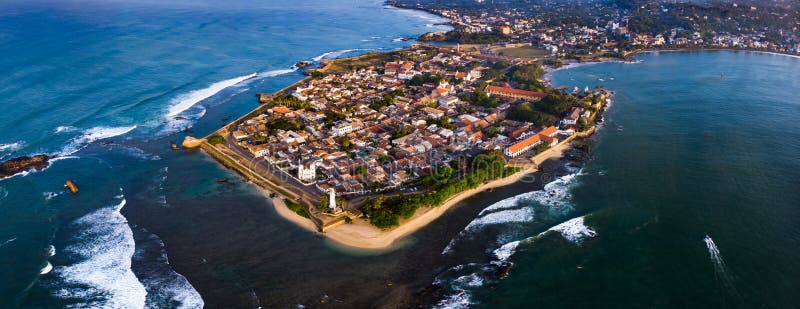 Fortificazione olandese di Galle nella vista aerea panoramica dello Sri Lanka immagine stock Fortificazione olandese di Galle nella vista aerea panoramica dello Sri Lanka immagine stock