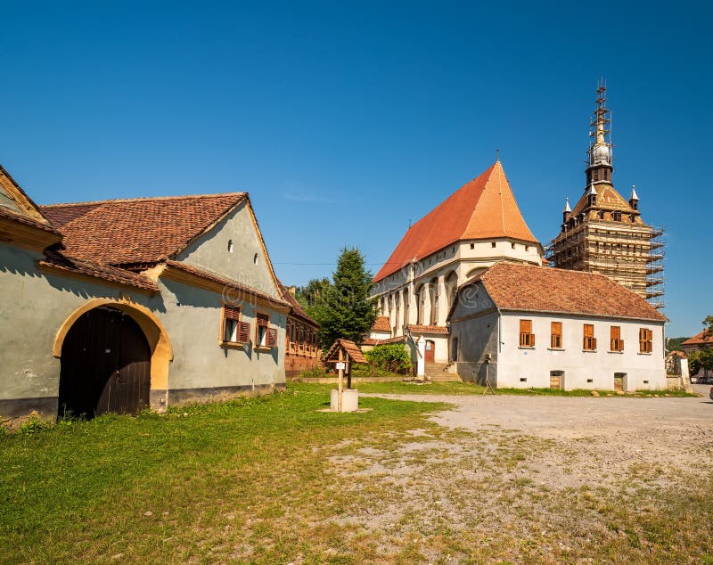 Fortified church in Saschiz, Transylvania, Romania. UNESCO World Heritage Site. Fortified church in Saschiz, Romania. It was built by ethnic German Transylvanian royalty free stock photo Fortified church in Saschiz, Transylvania, Romania. UNESCO World Heritage Site. Fortified church in Saschiz, Romania. It was built by ethnic German Transylvanian royalty free stock photo