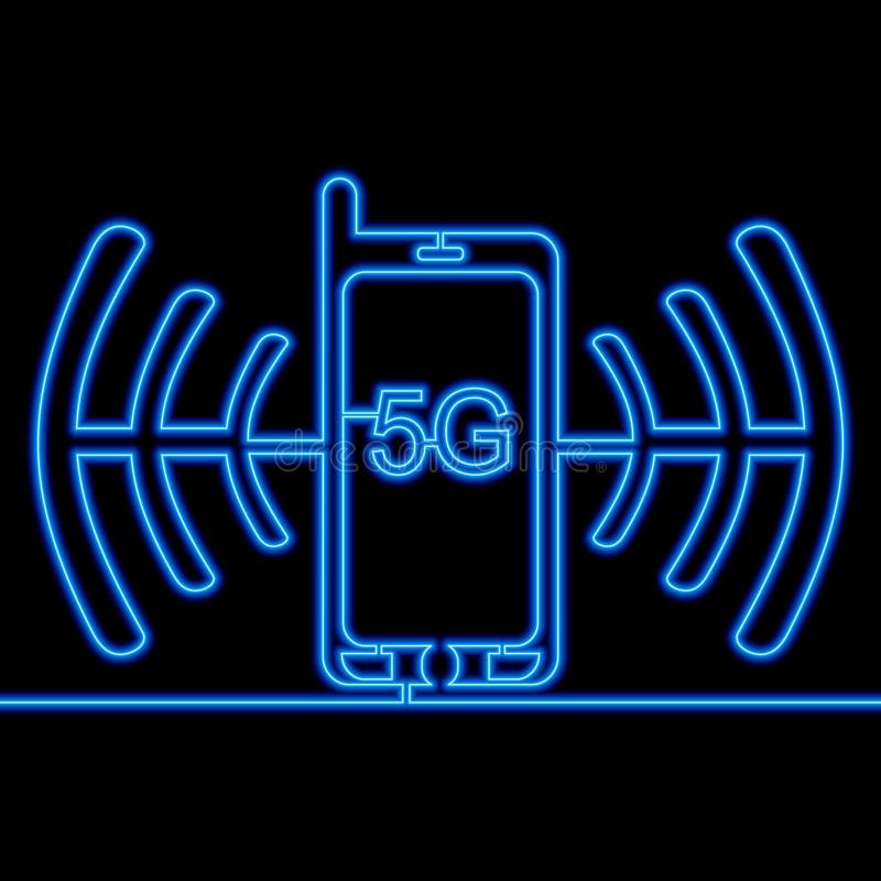 Fortlaufender Netzneon Federzeichnung Smartphone 5g stock abbildung