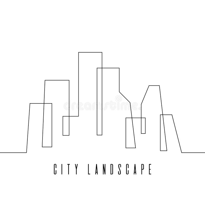 Fortlöpande linje teckningsvektorillustration för stadshorisont stock illustrationer