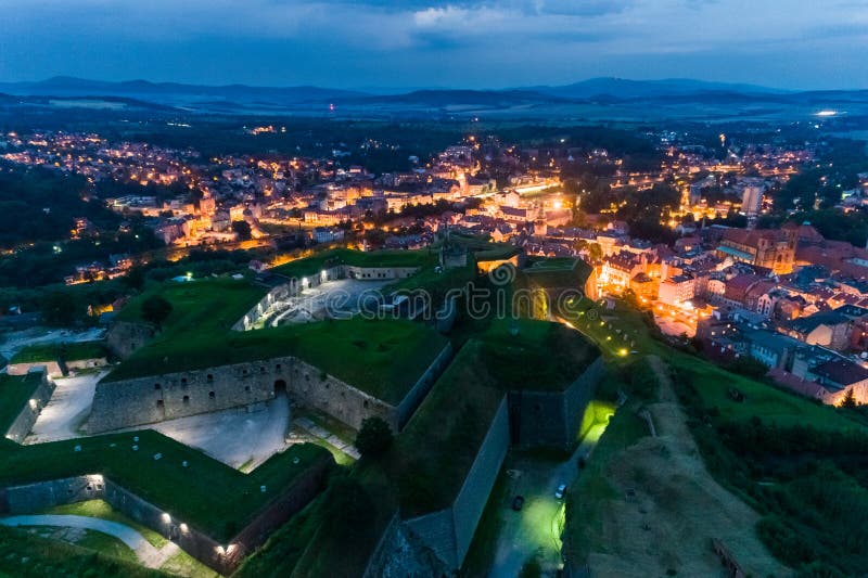 Premium Photo  Aerial view of a medieval castle fortress in the city of  klodzko poland