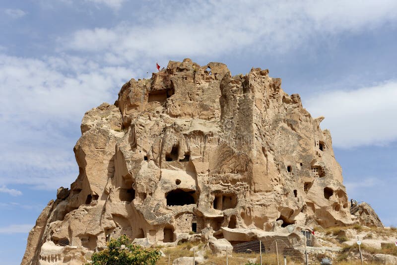 Fortress in the rock in Turkey Uchisar in Cappadocia. Landscape fortress uchisar stock images, royalty-free photos and pictures