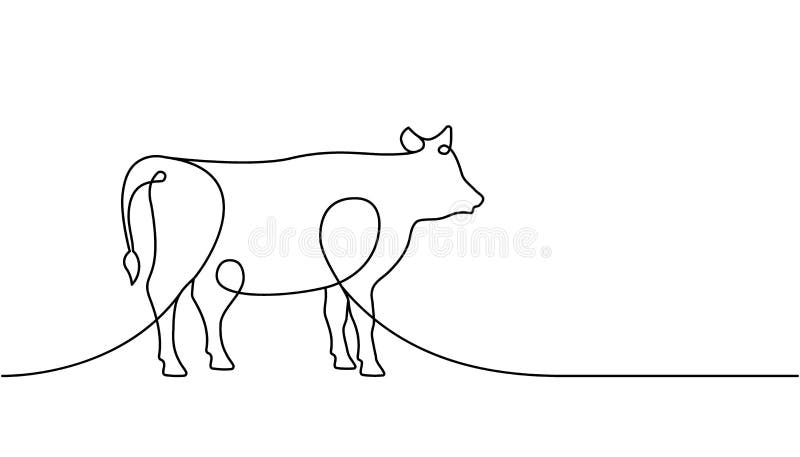 Fortsätta ritning av en linje. tjur-symbol. lantbruksdjur, kontinuerlig illustration av en linje. linjära vektorminimalister stock illustrationer