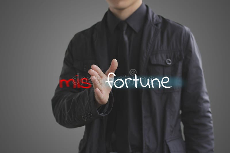 Fortune concept. Businessman misfortune the unknown into fortune