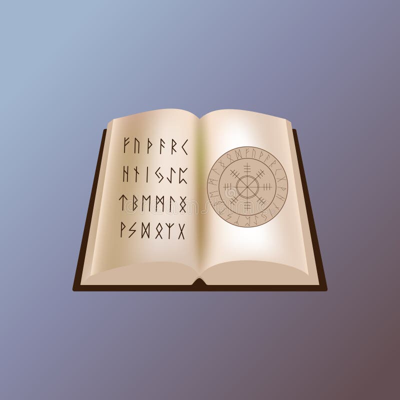 Fortune Telling on the Runes. Book of Runes. Magic, the Future. Vector