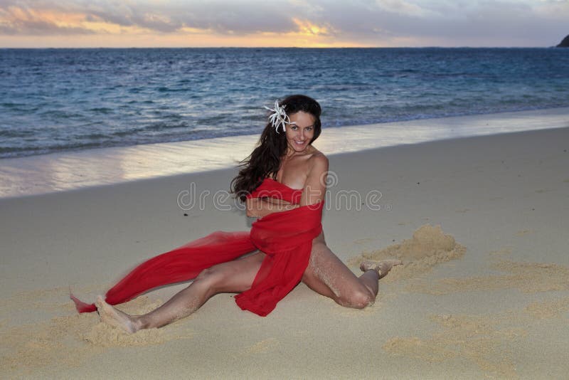 Forty year old woman on the beach