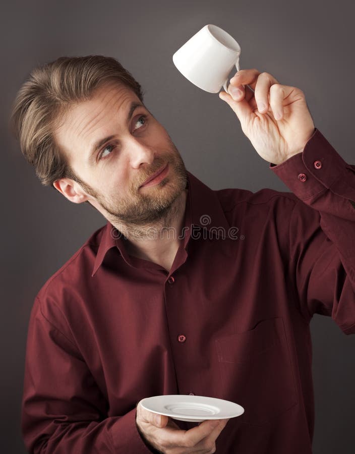 Forty Years Old Business Man Drinking Morning Coffee Stock