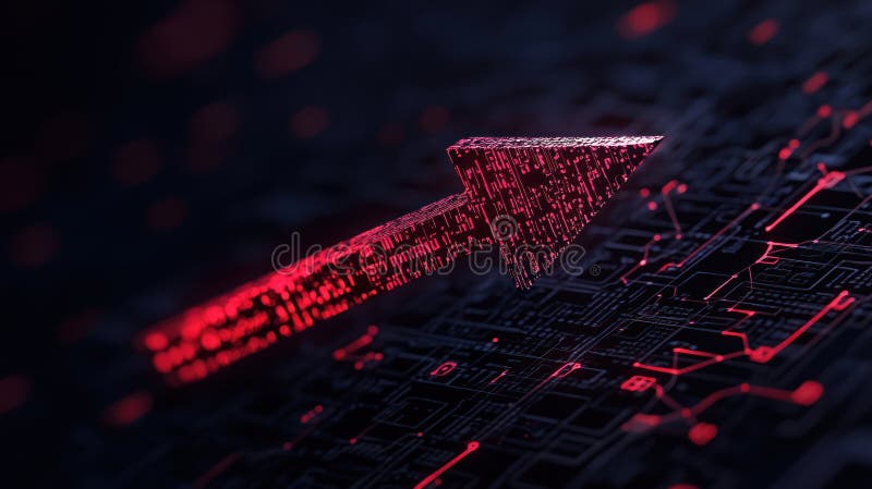 Forward in Digital Space: Futuristic Arrow Pointing Ahead stock illustration