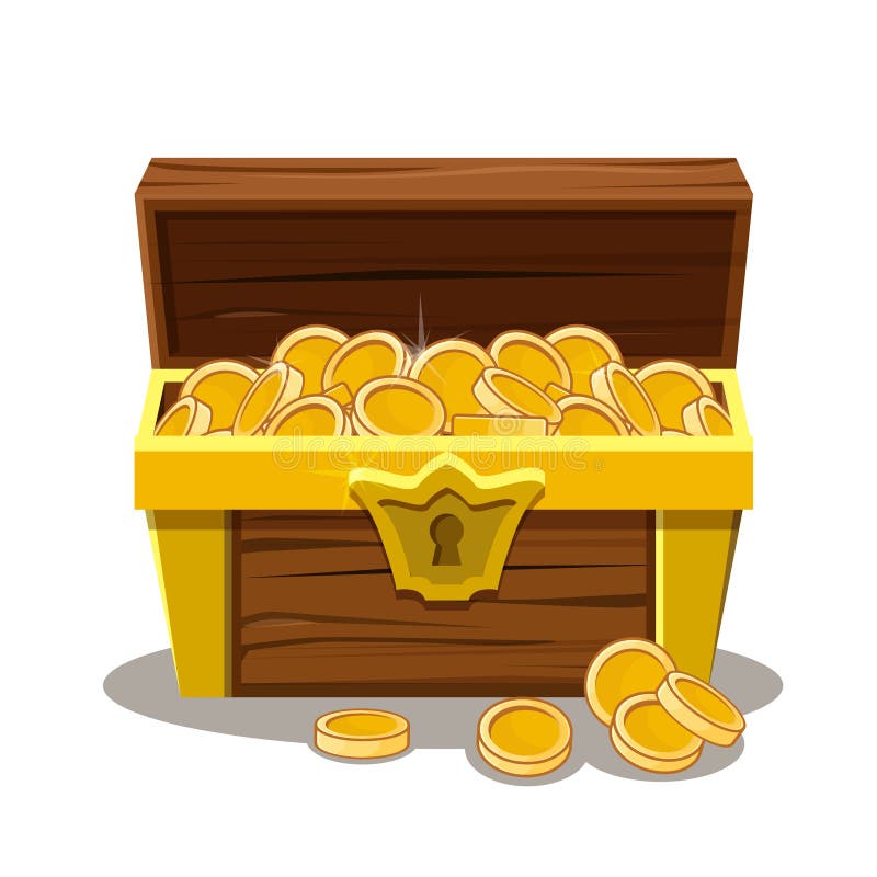 Forziere e moneta di legno royalty illustrazione gratis Forziere e moneta di legno royalty illustrazione gratis
